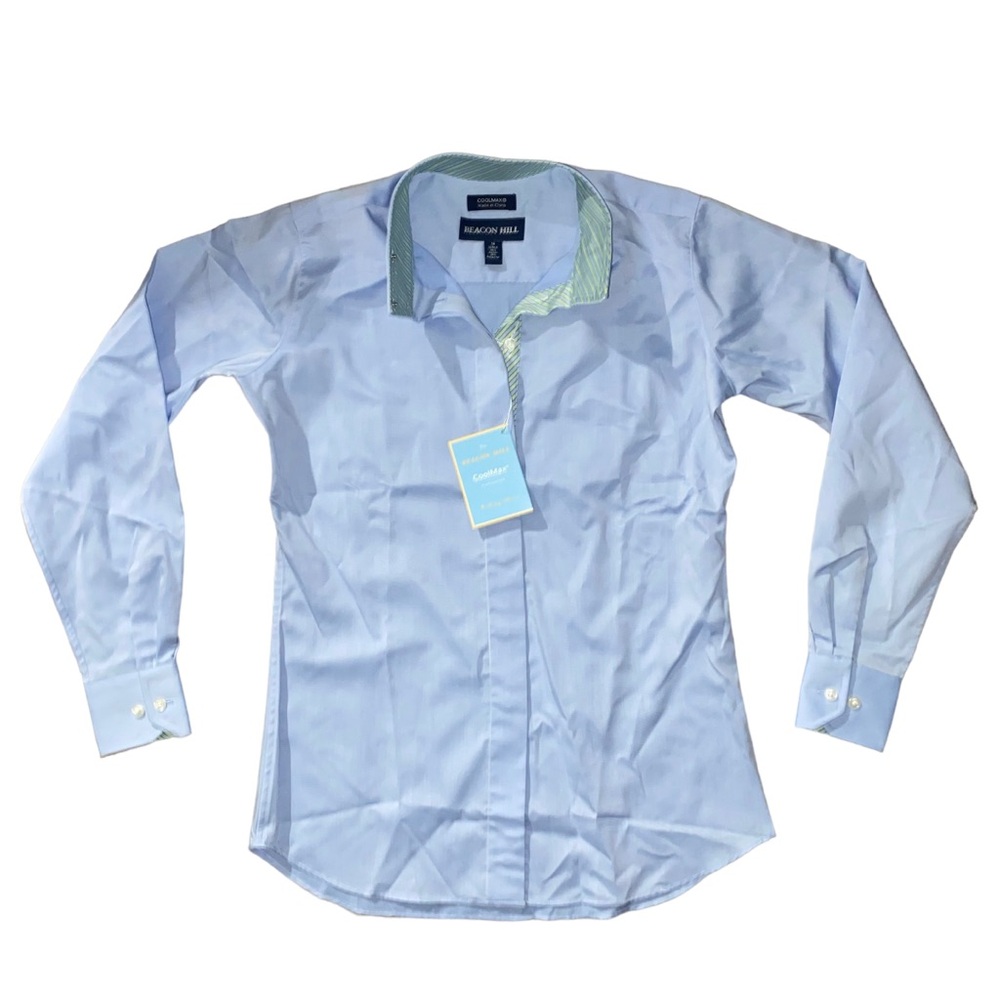 Beacon Hill Equestrian Show Riding Shirt Blue Cool Max Collection Girls Size 14
